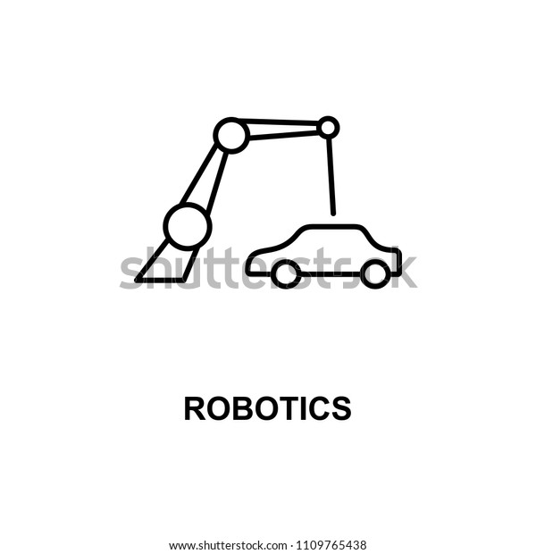 robotics car production icon. Element of\
technologies icon with name for mobile concept and web apps. Thin\
line robotics car production icon can be used for web and mobile on\
white\
background