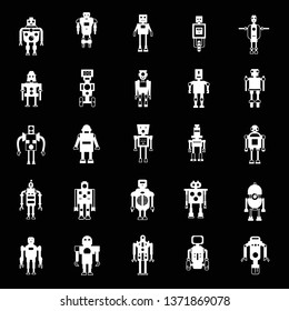 Robots White Simple Silhouette Icons Set Stock Illustration 1371869078 ...