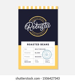 Robusta coffee beans packaging label design template. Hand written lettering. Vintage retro old school style.  - Powered by Shutterstock