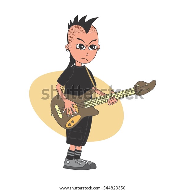 Rock Band Guitarist Cartoon Stock Illustration 544823350