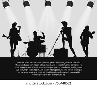 Rock band silhouette on stage with text place. - Powered by Shutterstock