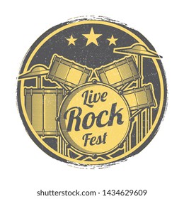 Rock festival grunge retro logo design illustration isolated on white - Powered by Shutterstock