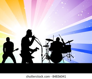 Rock Group Singers Theme Vector Illustration Stock Illustration ...