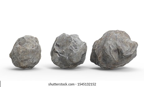 rock isolated on white background. 3d rendering