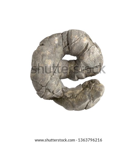 Rock letter E - lowercase 3d boulder font isolated on white background. This alphabet is perfect for creative illustrations related but not limited to nature, ecology, environment...