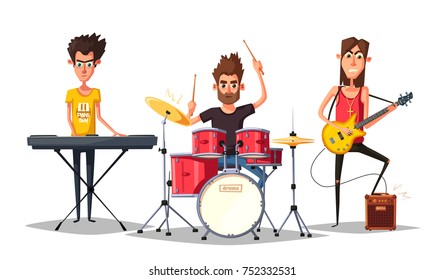 Rock music poster. Old school party. Cartoon illustration. Vintage style. For print and web. Live festival. For concert promotion in clubs, bars, pubs and public places. - Powered by Shutterstock