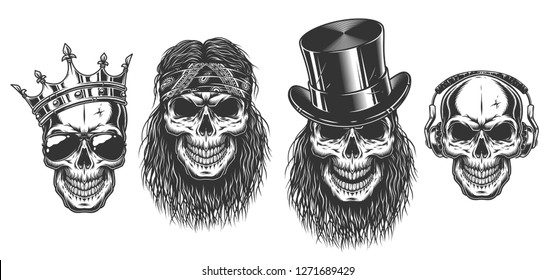 Rock and roll skull set.  illustration - Powered by Shutterstock