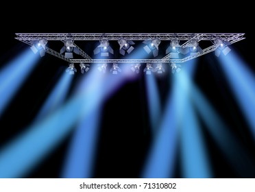 Rock Stage Lighting With Professional Spot Lights And Truss Construction