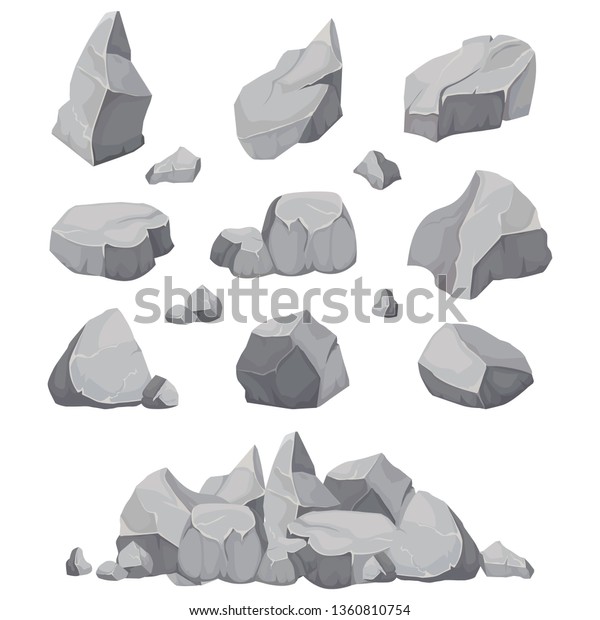 Rock Stones Graphite Stone Coal Rocks Stock Illustration 1360810754 ...