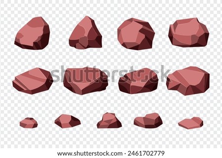 Rock and stones set. Different shape ore boulder collection. illustration.