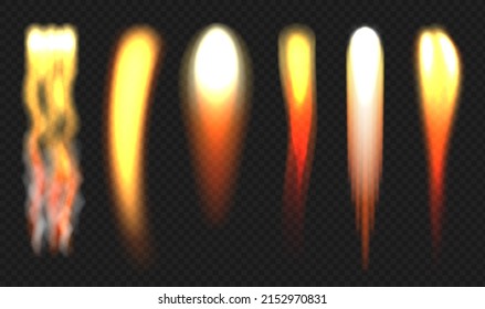 Rocket flame. Jets engine fire different shapes fireballs decent realistic illustrations
