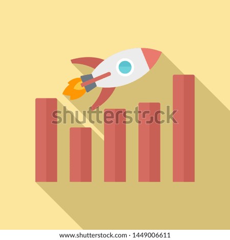 Rocket graph up icon. Flat illustration of rocket graph up icon for web design