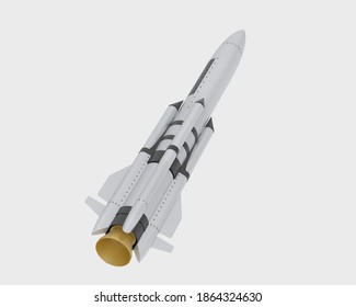 Rocket isolated on grey background. 3d rendering - illustration