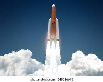 rocket launch;  3d illustration