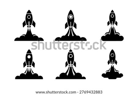 Rocket Launch Icons Space Exploration Set