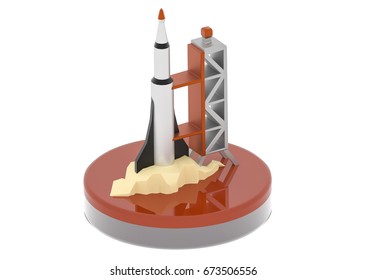 Rocket Launch Pad 3D Illustration