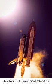 Rocket liftoff. The elements of this image furnished by NASA.
