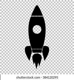 Rocket sign. Flat style icon on transparent background