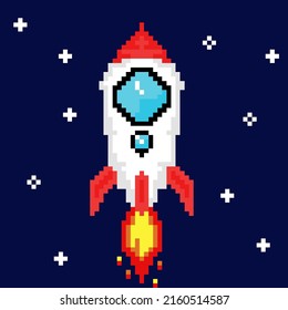 Rocket Spaceship Pixel Art 64bit