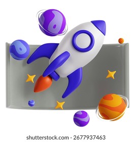 rocket virtual metaverse screen 3d icon