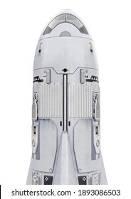 rocket in white background close up view, 3d illustration