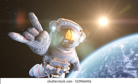 Rock`n Space, Astronaut im Orbit. 3D-Darstellung