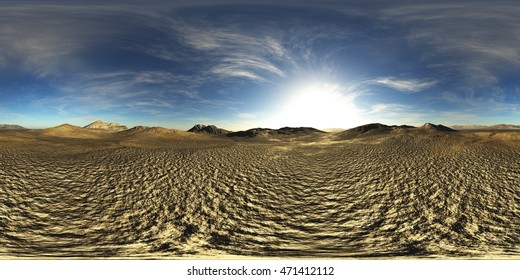 Rocky Desert. Environment Map. HDRI Map. Equirectangular Projection. Spherical Panorama. 3D Rendering