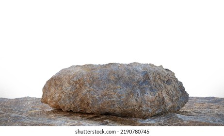 Rocky Ground With Boulder Isolated On White Background (3d Rendering)