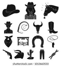 Rodeo Competition Black Icons Set Collection Stock Illustration ...