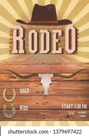 Rodeo Or Wild West Theme Party. Banner, Flayer Western Card. Texas Postcard