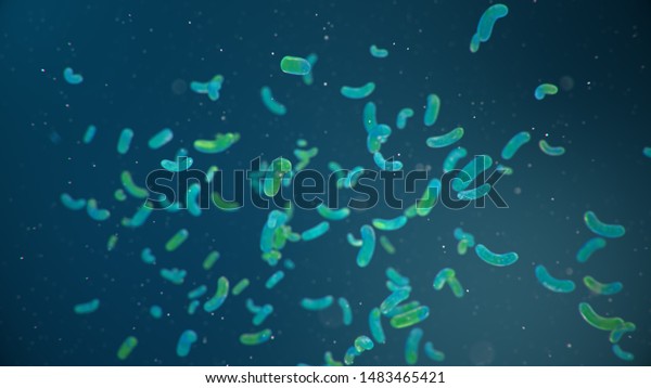 Rod-shaped bacteria, bacteria in intestines\
living organism as necessary element or causative agent of\
infections and inflammations. E. coli. The virus is a bacterium,\
enterobacteria, 3D\
Illustration