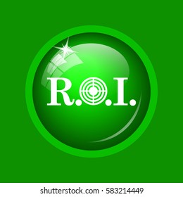 ROI icon. Internet button on green background. 