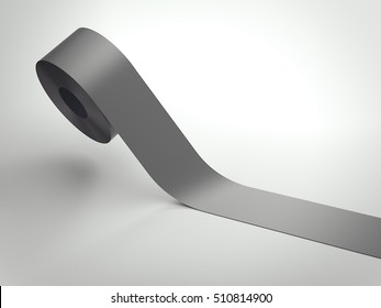 Roll Of Gray Sticky Tape On A White Floor. 3d Rendering