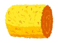 Roll Of Hay. Round Hay Bales. Dried Haystack Isolated On White Background. Farming Haymow Bale Hayloft Illustration, Haystack, Hayrick