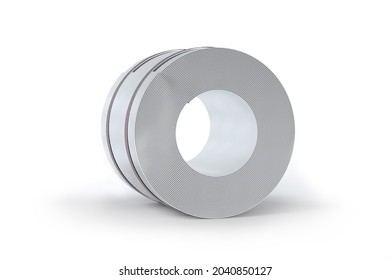 Roll Of Rolled Steel Sheet Isolated On White Background. - 3d Rendering