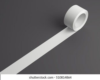 Roll Of White Sticky Tape On A Gray Floor. 3d Rendering