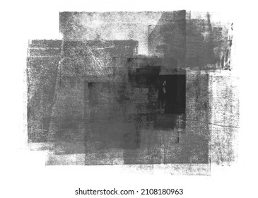 Rolled black grungy ink splatters texture isolated on white background