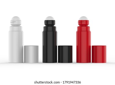 Roller Bottle Mockup Template Isolated On White Background, 3d Illustration.