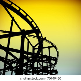 Roller Coaster Track Silhouette At The Big Park