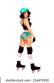 Roller Derby Pin Up Girl Painting