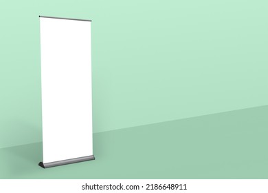 Rollup Banner Mockup Isolated On Green Background