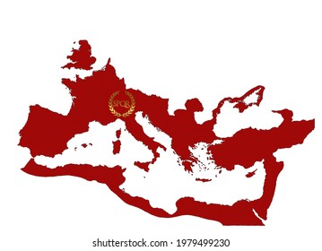 An Roman Empire Map With It’s Flag, 125