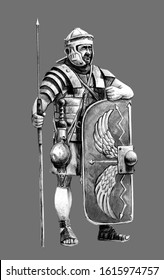 Roman Legionary Illustration Roman Soldier Drawing Stock Illustration ...