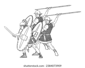 Roman legionnaires in battle