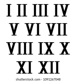 Roman Numerals Black Numbers On White Stock Illustration 1091267048 ...