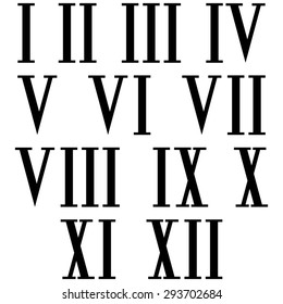 Roman Numerals Black Numbers On White Stock Vector (Royalty Free ...