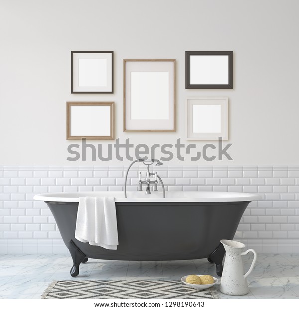 Romance Bathroom Black Near White Stock Ilration