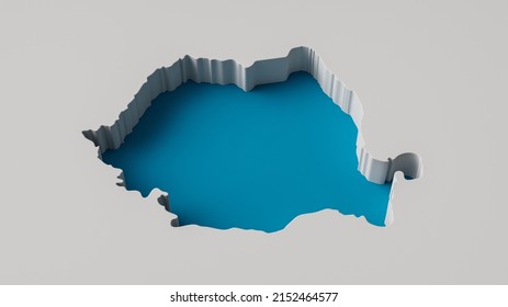 Romania Map 3d Inner Extrude Map Sea Depth With Inner Shadow.