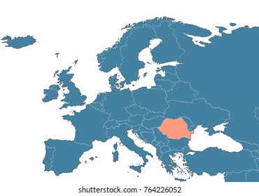 Romania On Map Europe 260nw 764226052 