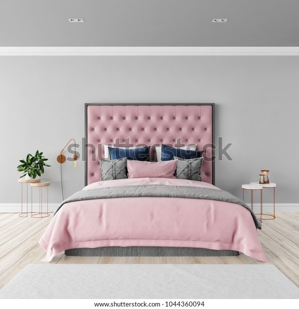 Romantic bed room , Decoration with Blush\
pink,3D\
rendering